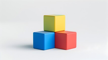 Obraz premium Vibrant Geometric Cubes - Minimalist Classic Baby Toys Isolated on White Background