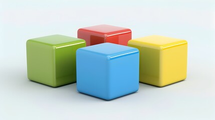 Obraz premium Vibrant Geometric Cubes - Minimalist Classic Baby Toys in Bright Studio Setting