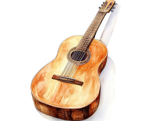 Fototapeta premium Classic Acoustic Guitar Watercolor Illustration