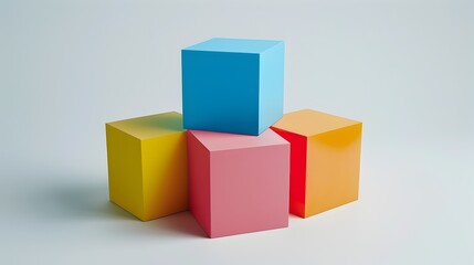 Obraz premium Minimal Colorful Classic Baby Geometric Cubes Isolated on White Background Professional Photography