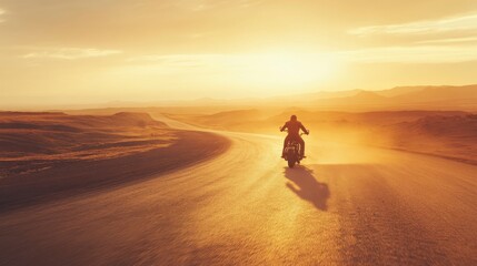 Scenic Motorcycle Journey Through Desert Landscape