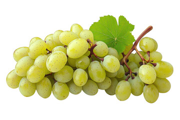 Obraz premium Fresh Green Grapes with Leaf Isolated on transparent background