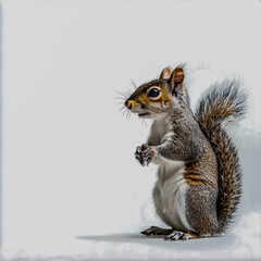 Full-body side view of a squirrel isolated on a white background