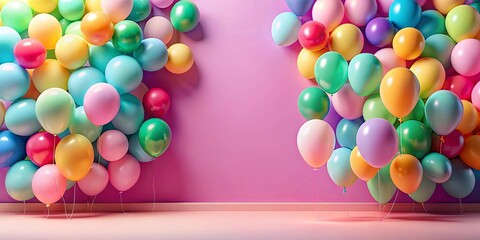Pastel Balloons Adorn a Pink Room for a Festive Celebration