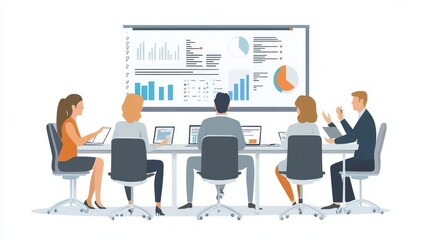 Business Team Meeting with Data Presentation