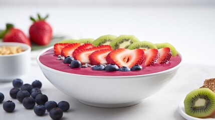 Colorful Fruit Bowl with Natural Light Background