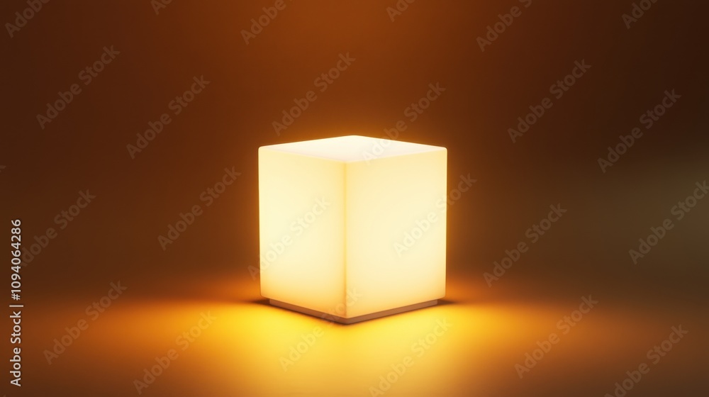 Poster illuminated minimalist cube casting soft edges of light