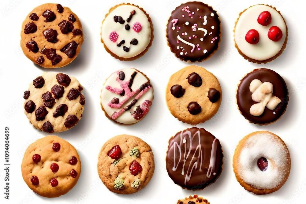 Poster retro style cookies a plate of retro style cookies with a variet
