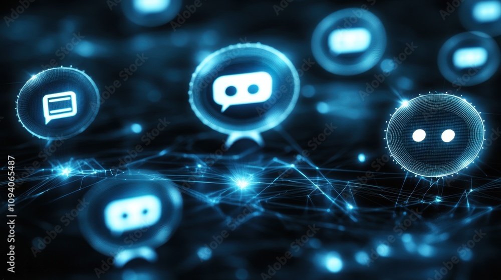 Poster futuristic ai chat moderation tool with automated responses for enhanced engagement in isolated envi