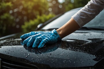car cleaning and washing with foam soap