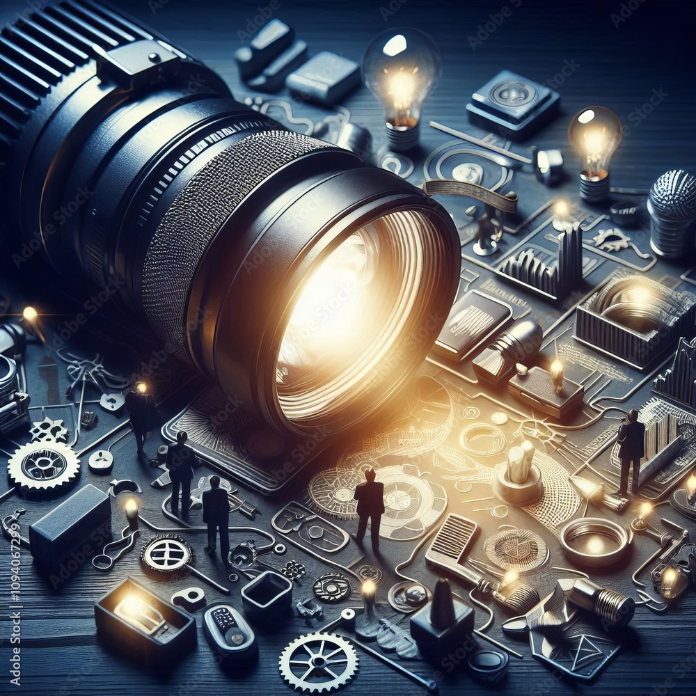 Poster spotlighting focusing attention on a specific object
