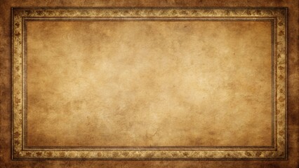 Obraz premium Aged Parchment with Ornate Decorative Frame, Ideal for Vintage Designs and Antique Textured Backgrounds