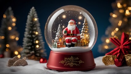 New Year's souvenir snow globe with backlight Santa Claus