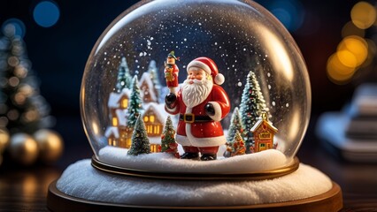 New Year's souvenir snow globe with backlight Santa Claus