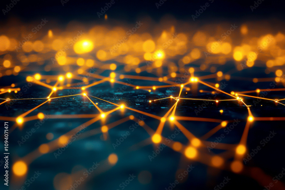 Poster abstract glowing network in dark background representing connectivity