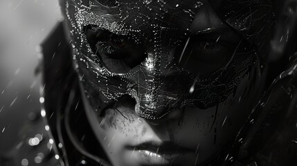 Mysterious Figure in the Rain: A Dramatic Portrait