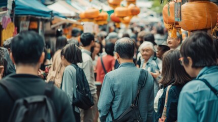 A community gathering to celebrate cultural diversity in a city festival, Highlighting multiculturalism and social cohesion, photography style