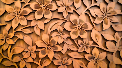 Fototapeta premium Intricate Wooden Flower Carving