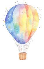 Naklejka premium Colorful Watercolor Hot Air Balloon Illustration