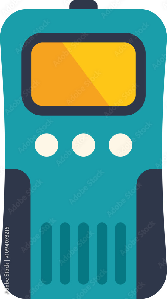 Poster electronic device showing blank screen with buttons and lines design, electronic device icon