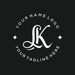 Initial letter JK LK luxury logo design, serif font graphic vector icon concept