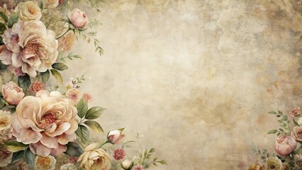 Elegant Floral Design on Antique Paper Background for Vintage Invitations or Announcements