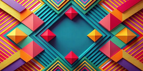 Vibrant Abstract Geometric Composition with Colorful Shapes and Lines
