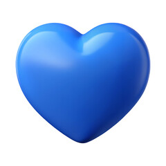 Fototapeta premium blue heart 3d render icon in cartoon plastic style minimal isolated on transparent white background, clipping path