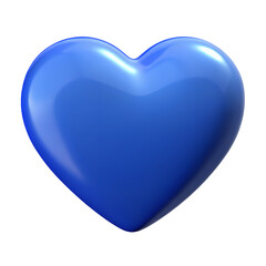 Fototapeta premium blue heart 3d render icon in cartoon plastic style minimal isolated on transparent white background, clipping path