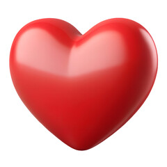 red heart 3d render icon in cartoon plastic style minimal isolated on transparent white background, clipping path
