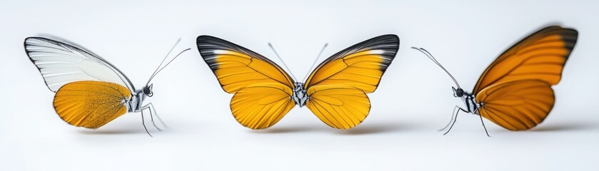 Fototapeta premium Beautiful Butterflies Displaying Vibrant Colors with Striking Yellow and White Wings Perfect for Nature and Wildlife Photography