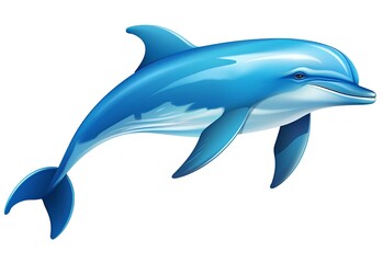 Fototapeta premium A Stunning Illustration of a Vibrant Blue Dolphin Leaping Gracefully Through the Ocean Depths, a Symbol of Aquatic Freedom and Marine Life's Beauty