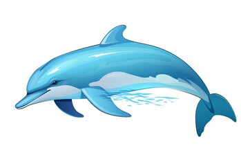 Fototapeta premium A Stunning Illustration of a Bottlenose Dolphin Gracefully Leaping Through the Ocean's Crystal Clear Waters, Depicting the Beauty and Majesty of Marine Wildlife