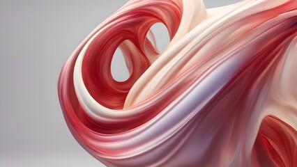 Abstract Swirling Form, Red and White Gradient, , 3D Render, Minimalist Design