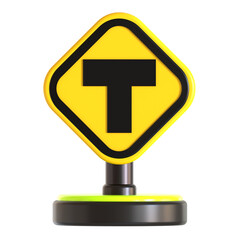 T road traffic sign 3d icon illustration 