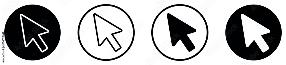 Poster pointer cursor computer mouse icon set. finger cursor, arrow click sign. vector illustration