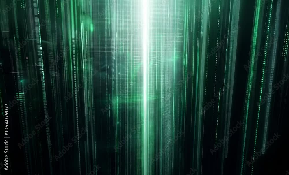 Poster digital green light beams futuristic atmosphere of data flow and abstract backgrounds