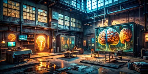 Urban Exploration Photography Capturing the Intricacies of Brain and Head MRI or CT Images in a Modern City Environment for Medical and Educational Purposes