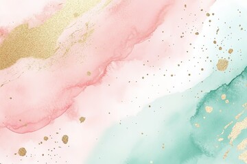 Obraz premium A pink and green background with gold glitter