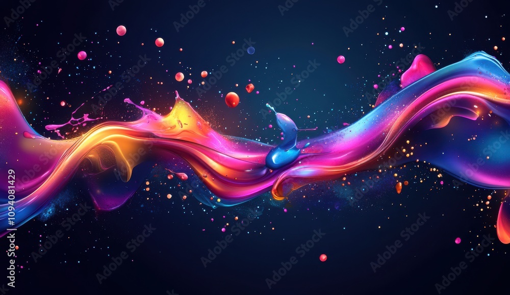 Poster Colorful Abstract Swirls and Splashes of Paint Create a Dynamic and Vibrant Background with Vivid Hues and Energetic Movement for Artistic Designs