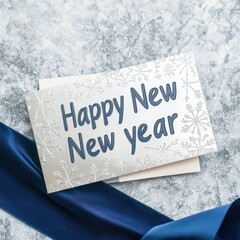 Elegant Silver Card with Embossed Snowflakes Celebrating the Happy New Year, Perfect for Festive Greetings and Season's Celebrations