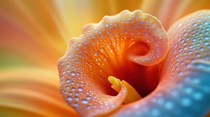 Close-up of a Daffodil trumpet, with a vibrant, dizzy background pixelated into abstract swirls and blurred patterns.