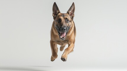 Obraz premium friendly German dog on white background
