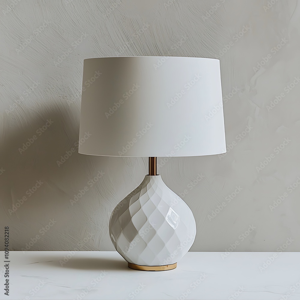 Aufkleber a modern white table lamp with a geometric base and simple shade, perfect for adding a touch of eleg