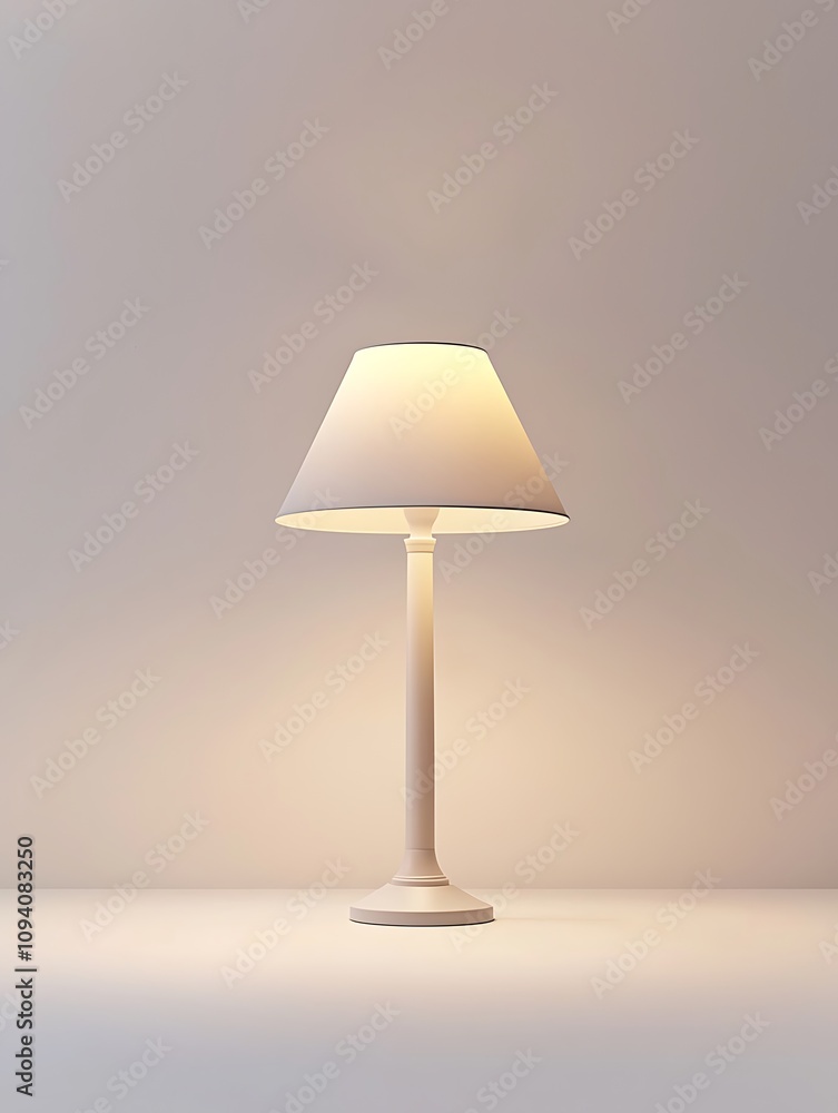 Poster a simple, elegant lamp with a classic design and a soft glow, set against a minimalistic background.