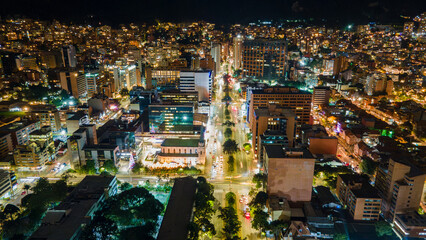 Night View of Modern Bogotá: A Vibrant Cityscape Illuminated by Lights