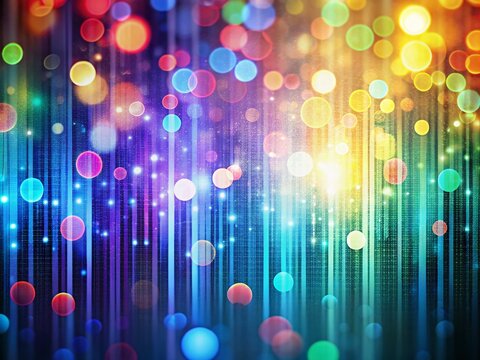 Vibrant Abstract Background Featuring Colorful Bokeh and Binary Code for Technology and Digital Themes with Ample Copy Space for Text Overlay