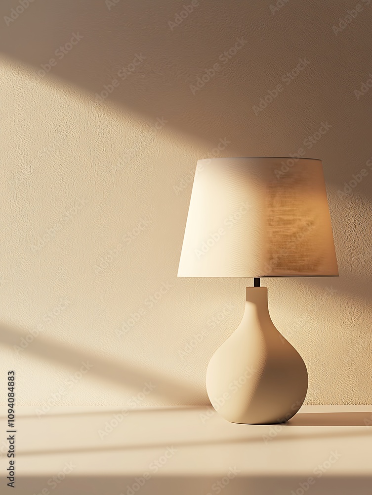 Poster a simple, elegant lamp casts soft shadows on a textured wall, creating a warm and inviting atmospher