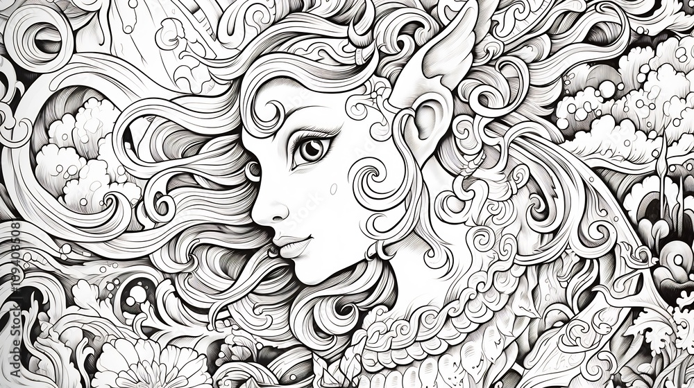 Aufkleber surreal and captivating abstract with flowing organic patterns and ethereal motifs