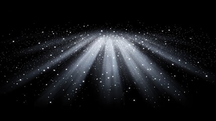 A mesmerizing display of light rays and sparkling particles against a dark background.